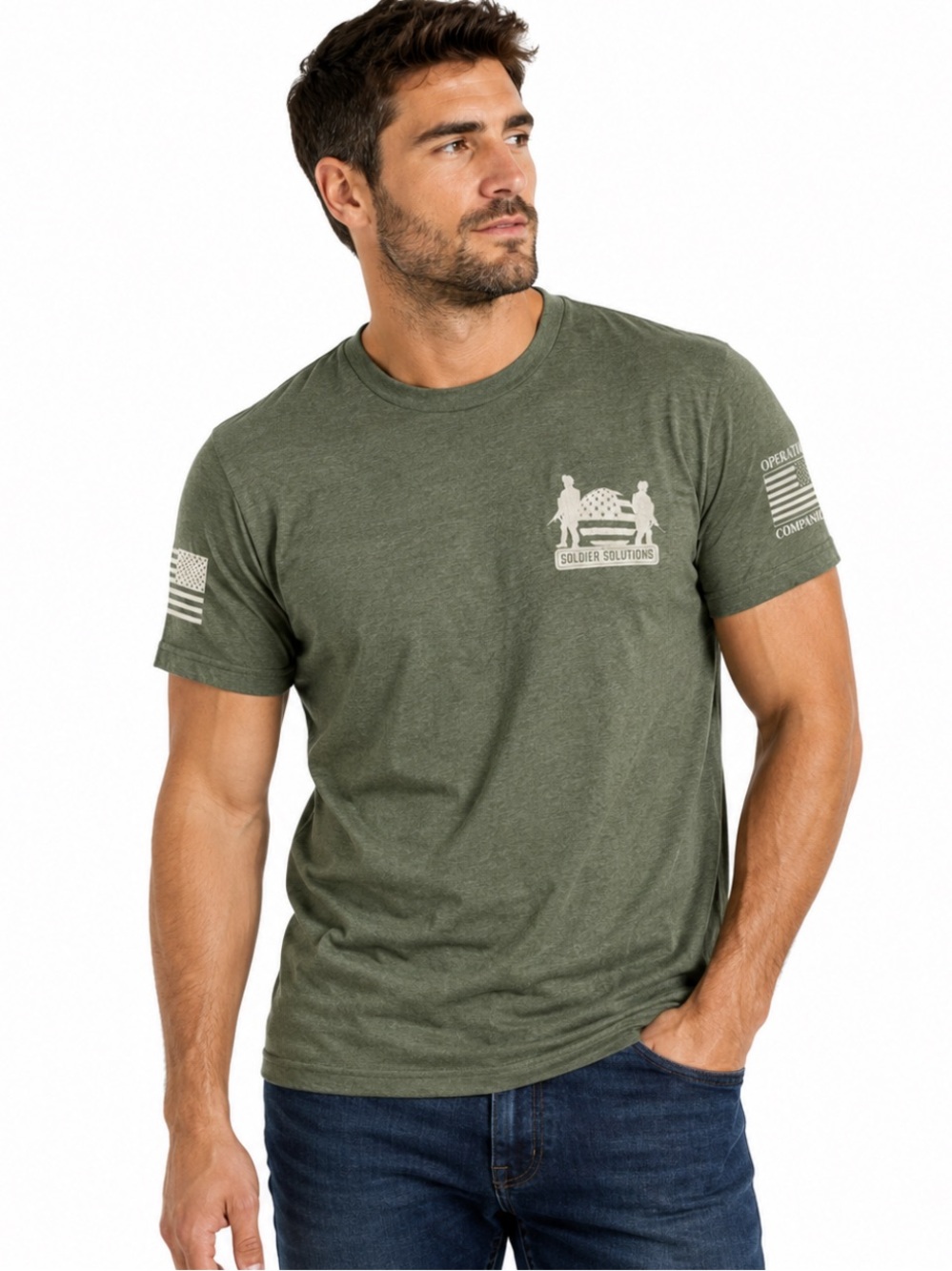 Soldier Solutions K9 “We Got Your Six” Military Graphic T-Shirt Green Men’s S